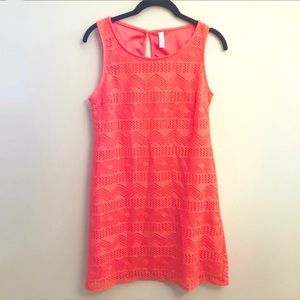 Xhilaration Coral Laser Cut Shift Tank Dress S